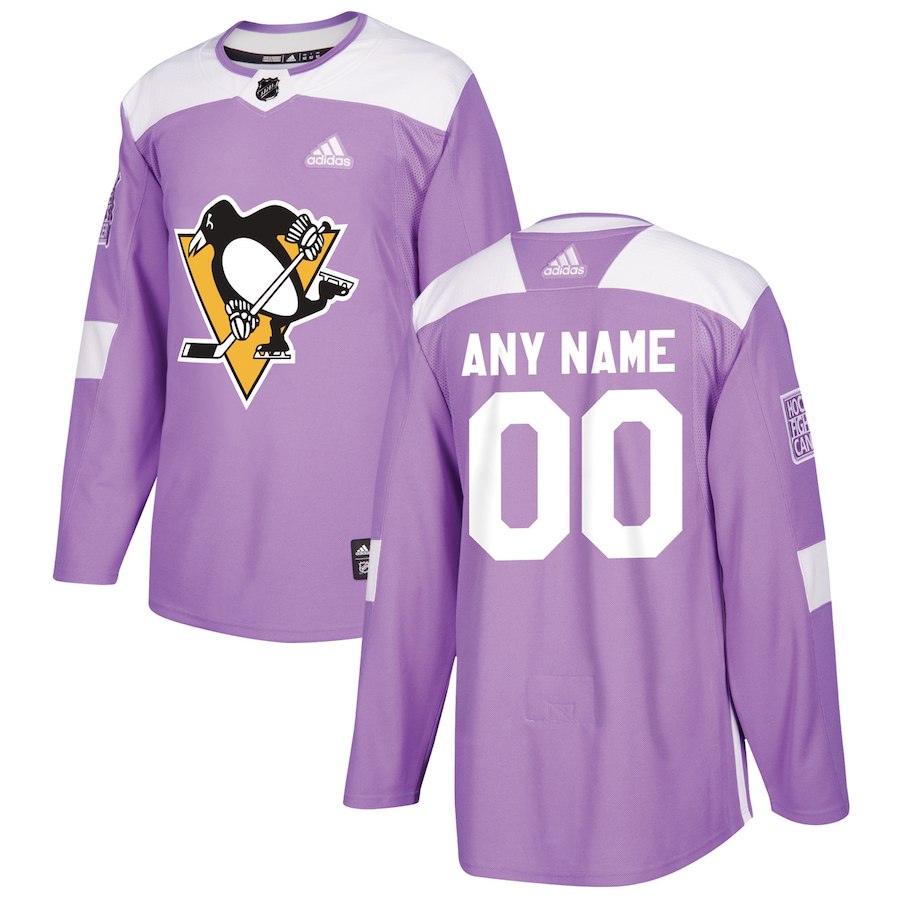 Men NHL adidas Pittsburgh Penguins Black 2018 Hockey Fights Cancer Custom Practice Jersey